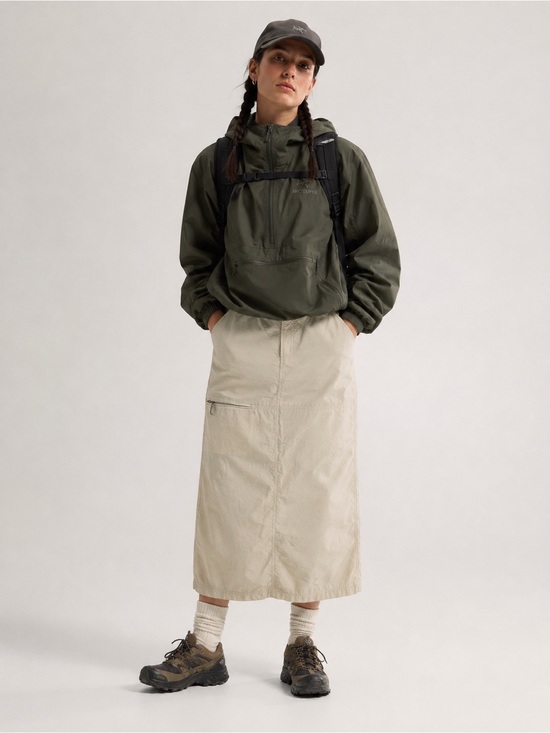 Columbia Dresses & Skirts - Vintage Utility Cargo Midi Skirt Beige Gorpcore Hiking Outdoor Minimalist Pocket